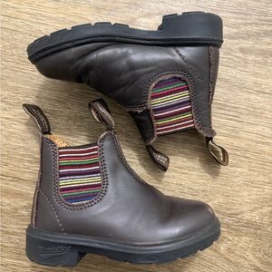 Toddler size 7 Blundstone Brown Leather Boots with Multicolor Elastic